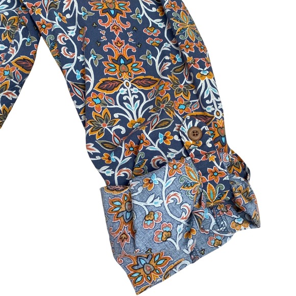 DULUTH TRADING COMPANY Floral Cotton Poplin Modern Tunic Top BlouseSize L Artsy - Picture 7 of 10